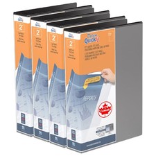 QuickFit 4-Pack Heavy-Duty 8 1/2" x 14" Portrait Legal Binder, 3-Ring Binder,...
