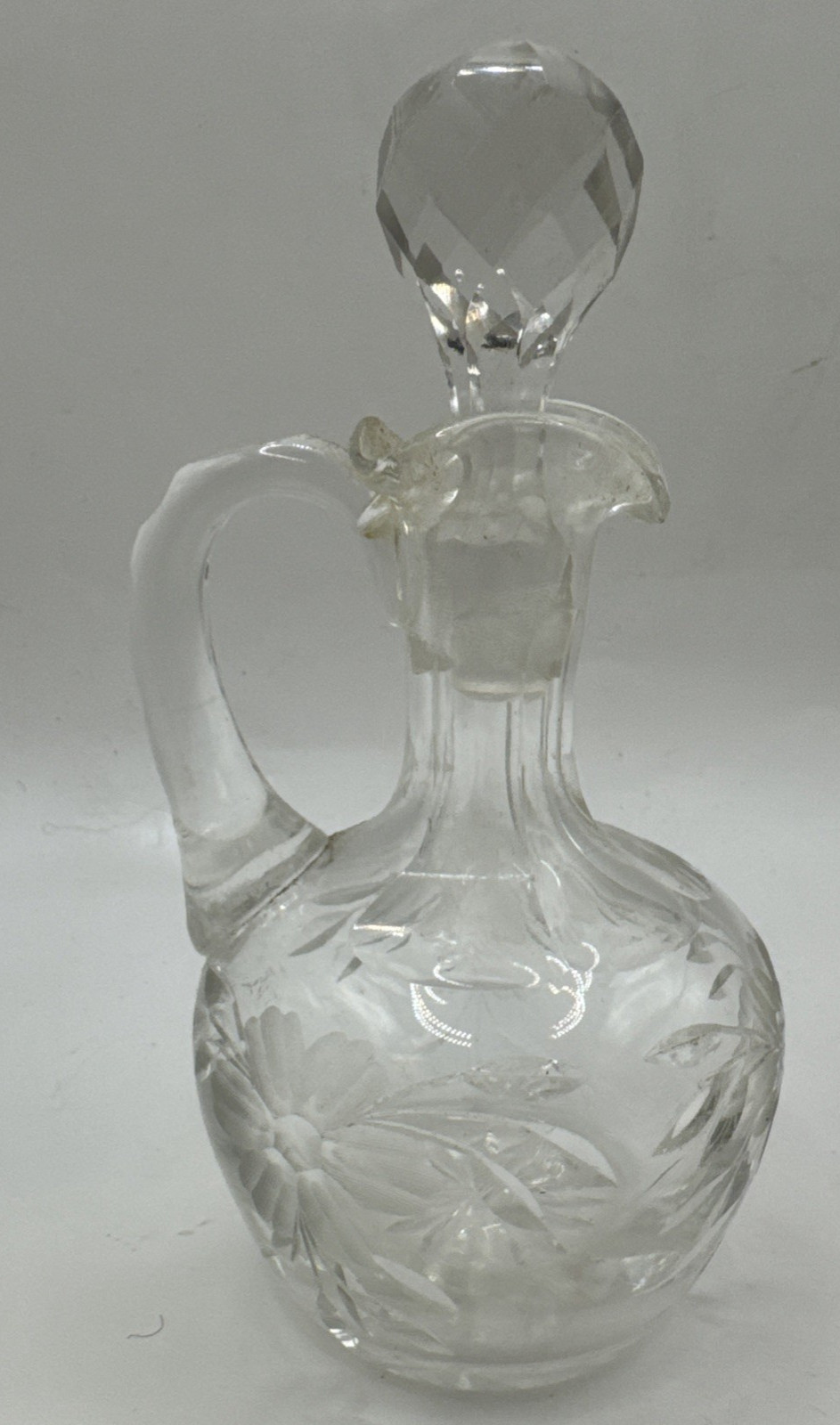 Vintage Set of 6 Clear Glass Cruets with Stoppers oil vinegar  Vtg