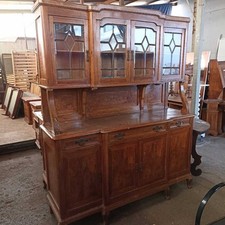 Credenza Antica Doppio Corpo Liberty Intarsi Ante Vetro Molato Italia Inizi 900
