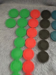 Vtg Poker Chip Lot DRAGON ? Plastic Black Blue Red Green lot 24