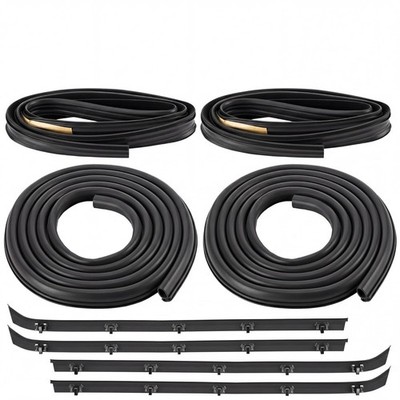 WILLBOND Front Door Window Molding Rubber Trim Felt Seal Weatherstrip Kit Compat