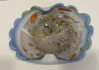 Vintage Indian Murano Glass Style Tutti Frutti Scalloped Edge Glass Bowl