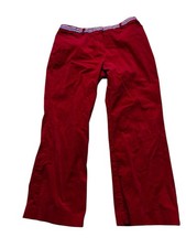 VTG LILLY PULITZER Pants Womens 12 Red Corduroy Straight Vintage Rainbow Waist