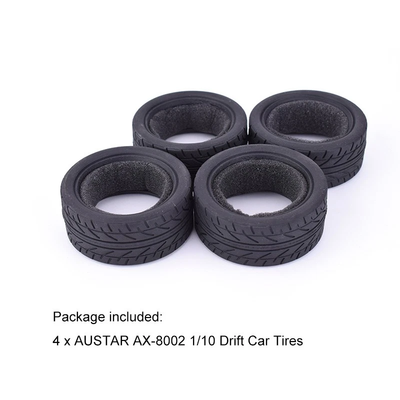 4 STÜCKE 1/10 RC On Road Autos Weiche Gummireifen Set 26mm Für TAMIYA HPI Auto - Bild 3 von 4