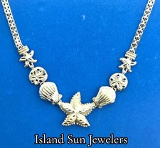 Starfish Sealife Necklace, Sterling Silver