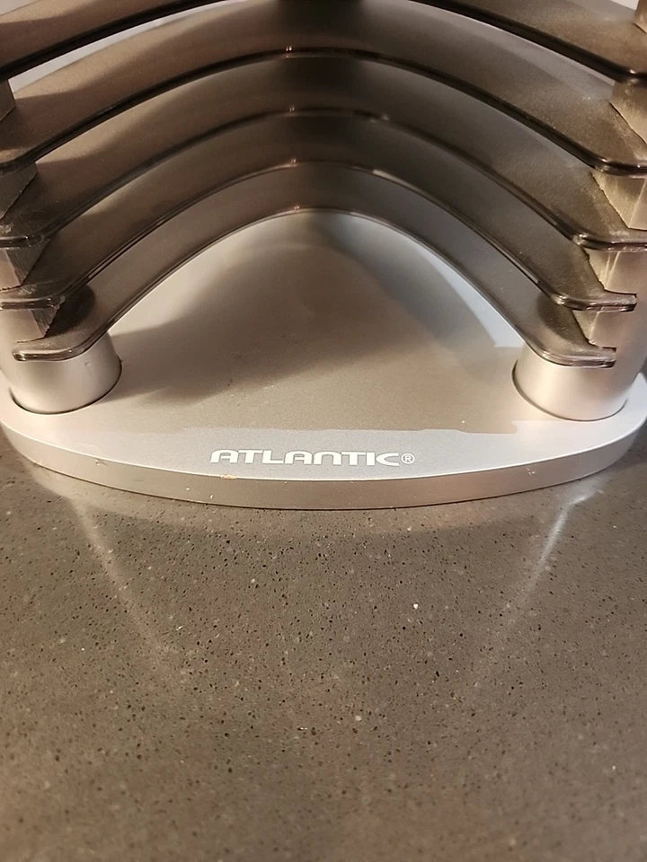 1990s Atlantic 20 CD Stackable Tower Rack Holder Organizer Retro 14” Grey Wood - Image 2 of 4