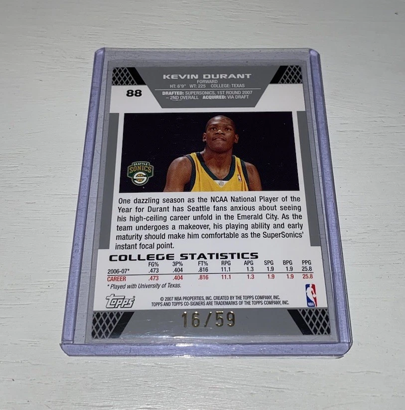 2007-08 Topps Co-Signers (RC) - KEVIN DURANT/Green /59 LOW POP RARE!  - Image 2 of 2
