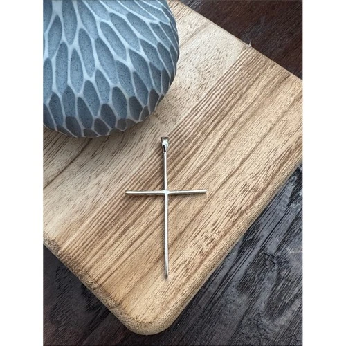 NWOT Classic Slim Sterling Silver Cross Pendant - Polished - product listing photo