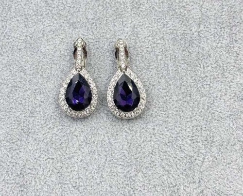 NEW 💕GLAMOROUS CLIP ON SILVER PLATED CRYSTAL STATEMENT EARRINGS WEDDING FORMAL - Picture 2 of 9