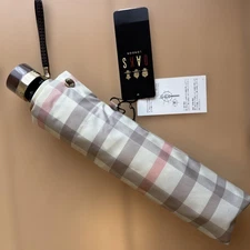 DAKS London Folding Rain Umbrella Plaid Check 21.7" Rib, Japan Made MOONBAT