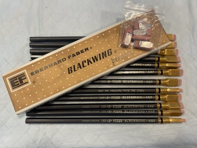 Vtg Lot of 12 Eberhard Faber Blackwing 602 Woodclinched Pencils w/ Original Box