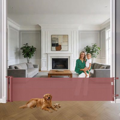 33  Tall X 140  Extra Wide Baby Gate No Bottom Bar Retractable Dog Gates for Doo