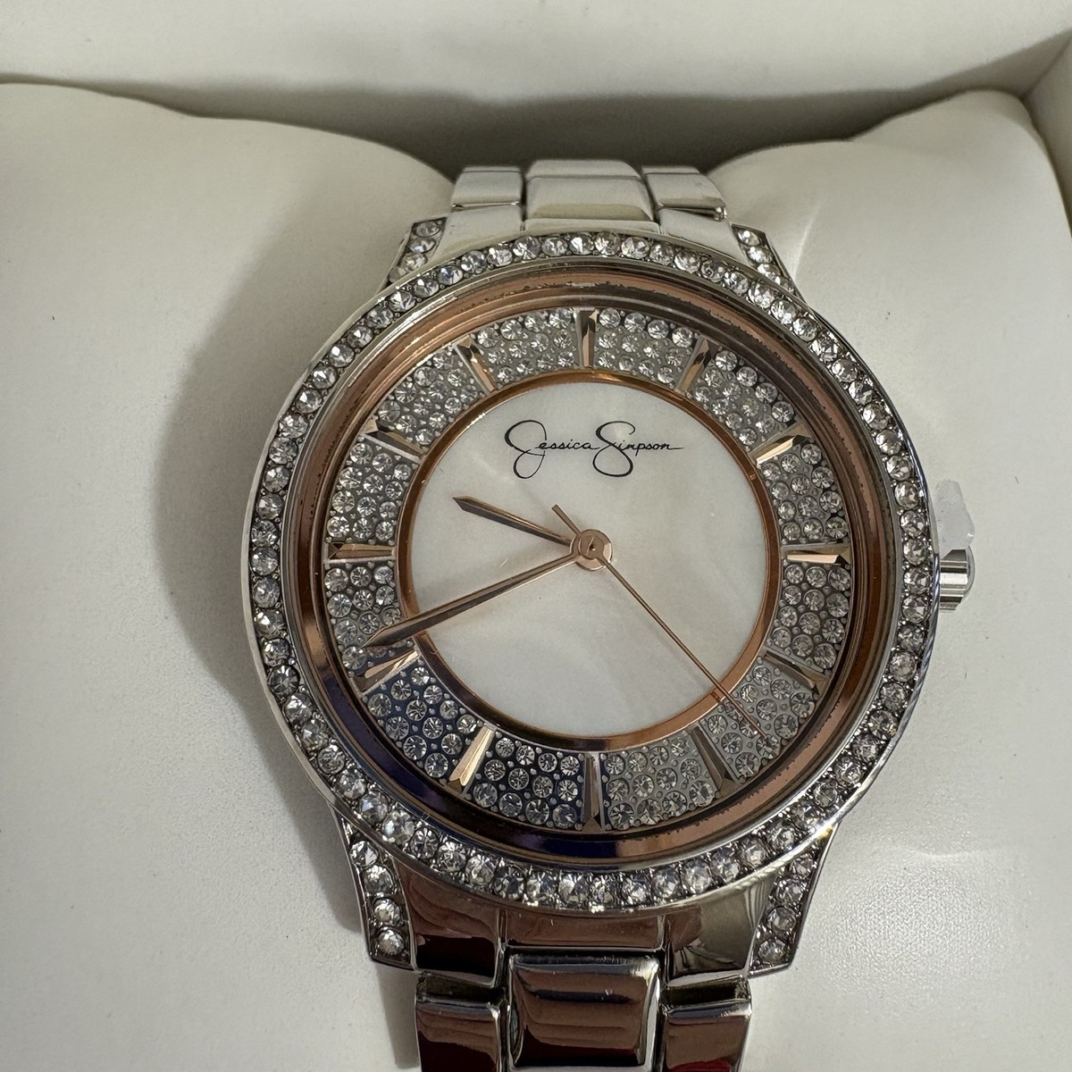 Jessica Simpson Watch Silver Crystal Rose Gold JS0022SL | eBay display picture 1