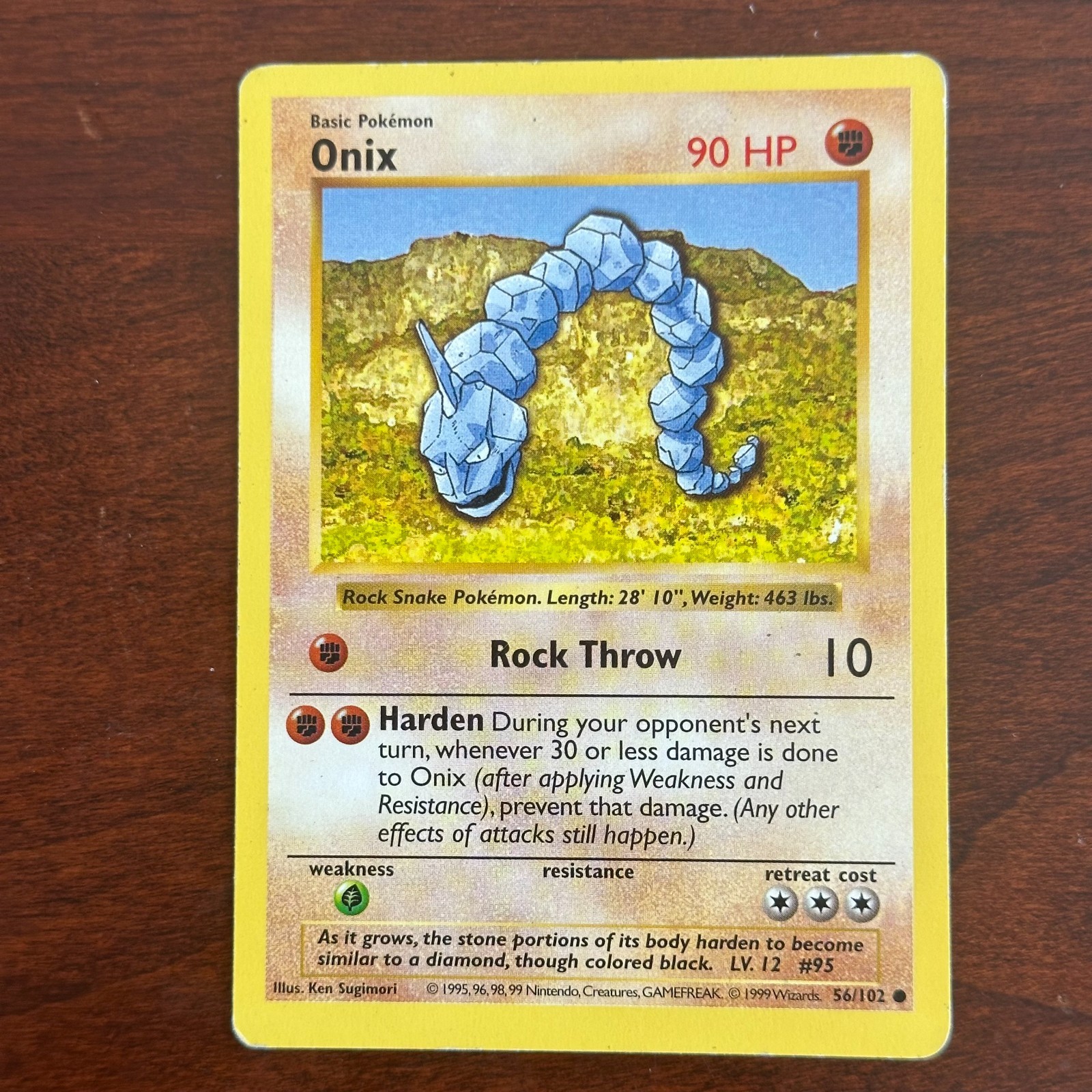 Shadowless Onix 56/102 Common Base Set Pokemon Card