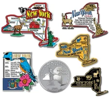 New York Six-Piece State Magnet Set by Classic Magnets, Includes 6 Designs