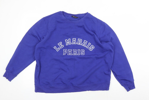 Marks and Spencer Women's Blue Logo Pullover Sweatshirt L - Picture 1 of 12