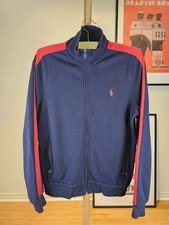 VINTAGE Y2K POLO RALPH LAUREN NAVY FULL ZIP UP TRACK TOP JACKET SZ MEDIUM