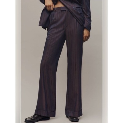 Anthropologie Maeve Cocktail Hour Stripe Suiting Trouser Pants Purple Brown Sz 6