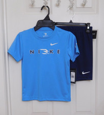 NWT 2pc Nike 3 Brand Blue Navy Logo Shirt Navy Shorts Set sz 6