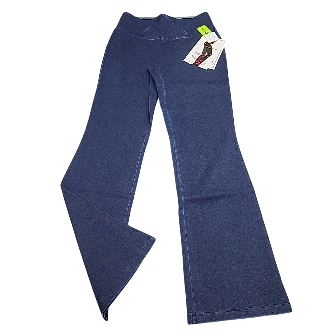 Women with Control Women's Blue Pull On Stretch Denim Flare Pants Size 4