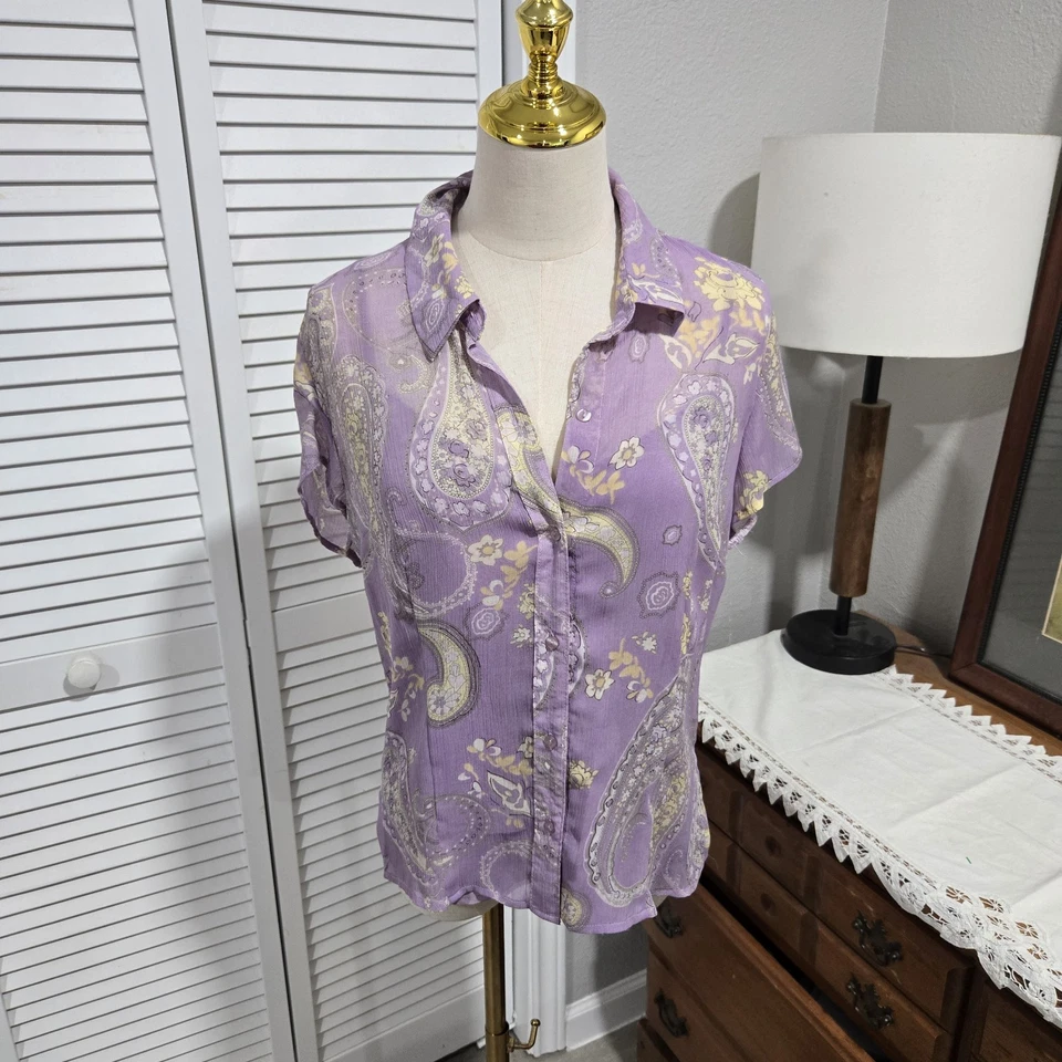 Camisa Cami Vintage Rena Rowan Púrpura Transparente Paisley Conjunto Mujeres 10 Boho Caprichos Foto 2 de 4