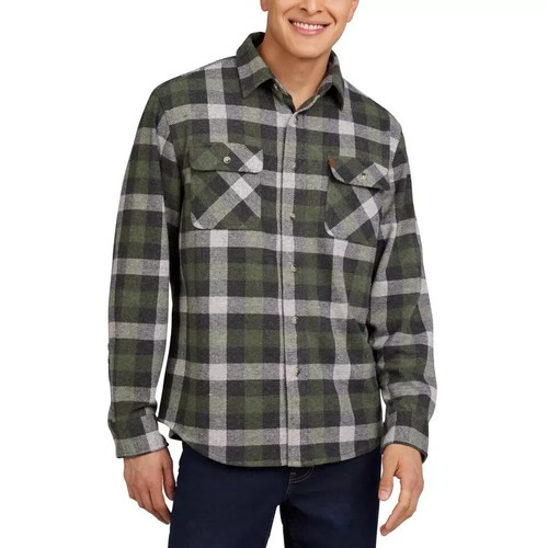 Chaps Men's Knit Flannel Shirt, Green, M - Picture 1 of 5