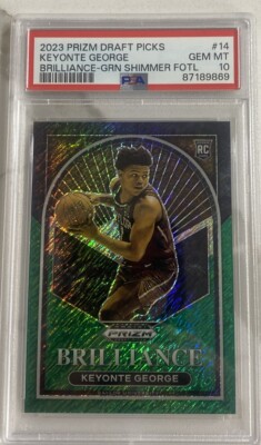 2023 Prizm Draft Picks Keyonte George Brilliance Green Shimmer FOTL 3/3 PSA 10