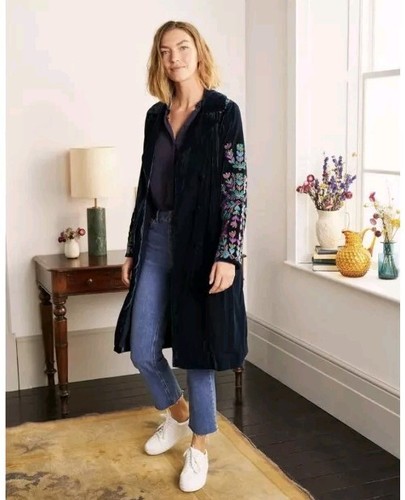Boden Altheda Floral Embroidered Coat Navy Blue UK10 BNWT RRP£250 - Picture 3 of 13