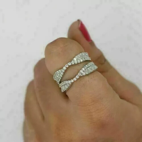 Schutzring 3,10 kt 14 K Weißgold plattiert Laborgefertigt Diamant Verstärker für Damen - Bild 1 von 6