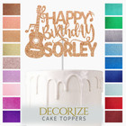Music Theme Guitar design Happy Birthday Glitter Cake Topper Party Decoration