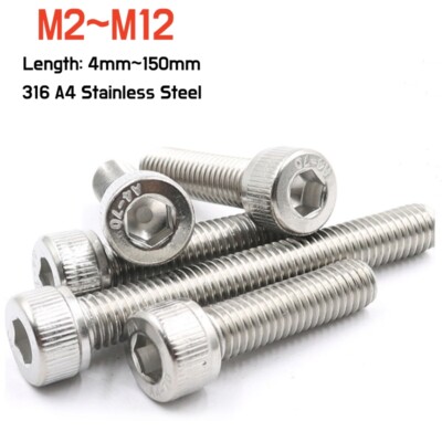 A4 Stainless Allen Bolt Hex Socket Cap Head Screws Over Ultra Long M2M3M4M5-M12