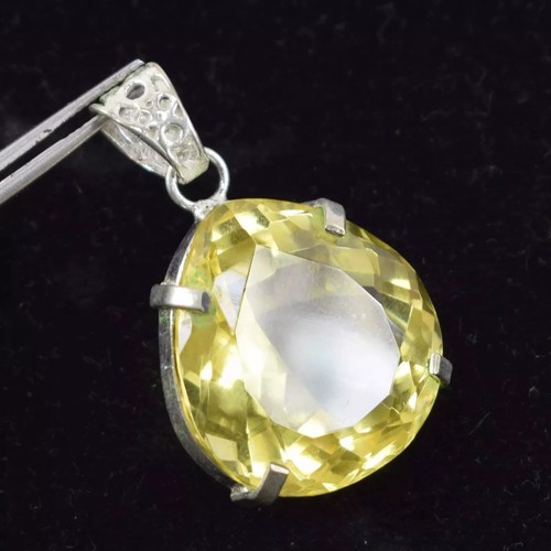 Natural 97.52 Ct Yellow Color Citrine Pendant 925 Sterling Silver Best Offer - Picture 1 of 6
