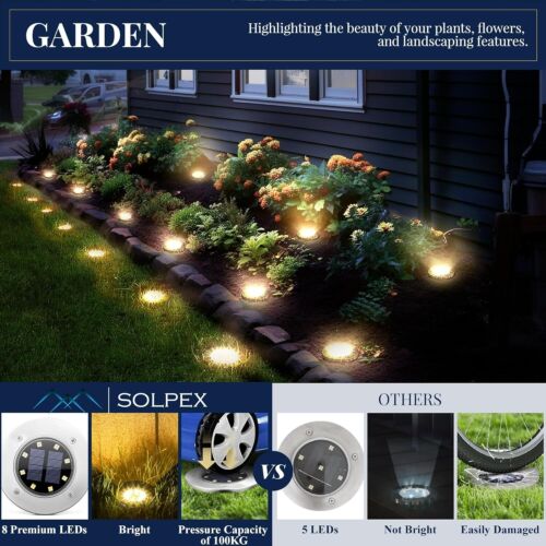 Efficient 8 LED Solar Lights - Automatic On/Off Backyard & Walkway Lighting - Picture 6 of 8
