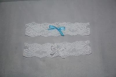 Handmade white-blue lace bridal garter / wedding / hens party - Image 1 of 3