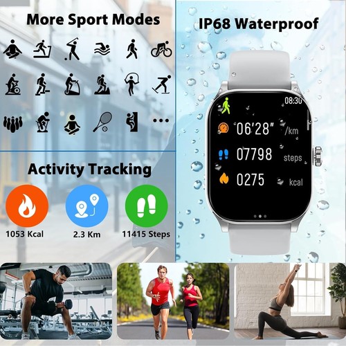 Smart Watch with 2.01" HD Display Bluetooth IP68 Waterproof for Android & iPhone - Picture 4 of 7