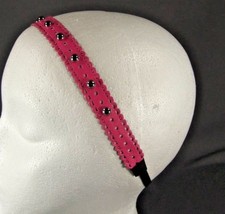 Pink faux leather rivet grommet ball stud headband stretch elastic studded