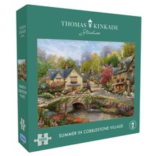 Gibsons Thomas Kinkade Summer in Cobblestone Village 1000 Piece Jigsaw Puzzle