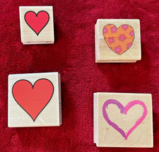 Hearts Theme Rubber Stamps; 4 Pieces; New; Original Owner