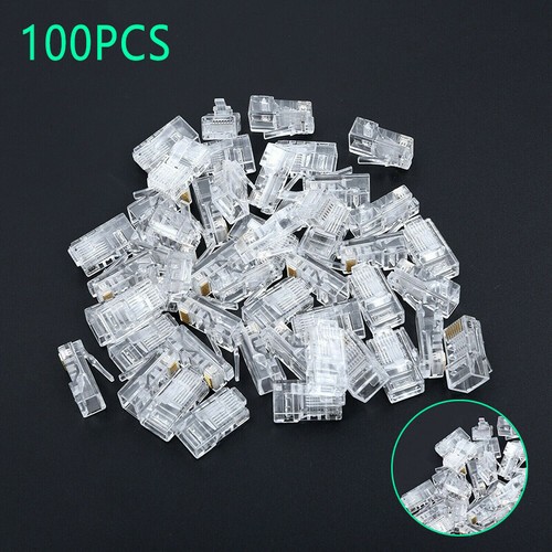 100Pcs Mini RJ45 Network Plug 8P8C CAT5e Cable Connector End Pass Through - Afbeelding 4 van 7