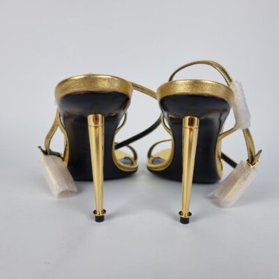 TOM FORD Padlock $1350 Gold Laminated Leather Pointy Naked