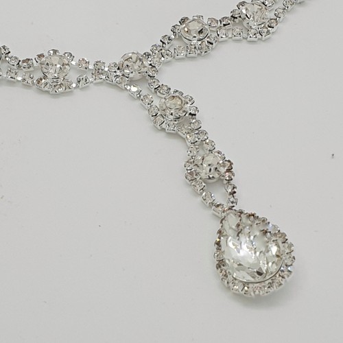 Silver Crystal Bridal Wedding Party Favour Jewellery Set Choker Necklace Earring - Picture 4 of 11