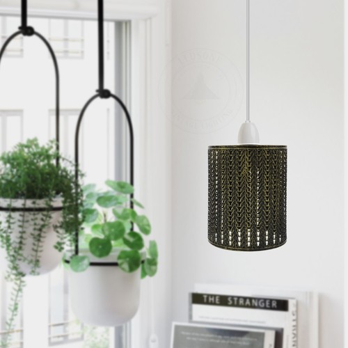 Metal Cylinder Easy Fit Lampshade Ceiling Pendant Light Shade Wire Cage Lighting - Picture 122 of 150
