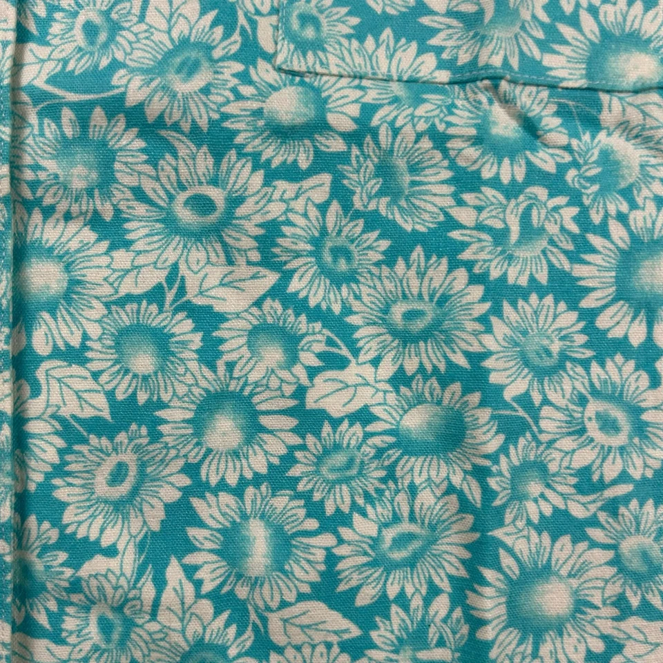 Camisa Denim Co Feminina XL Azul Linho Mescla Floral Botão para Cima Manga Curta Nova Com Etiqueta - Imagem 3 de 4