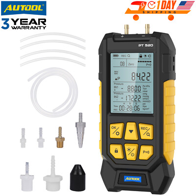 AUTOOL Digital Manometer Gauge Dual Port Air Pressure Meter HVAC Gas Tester US
