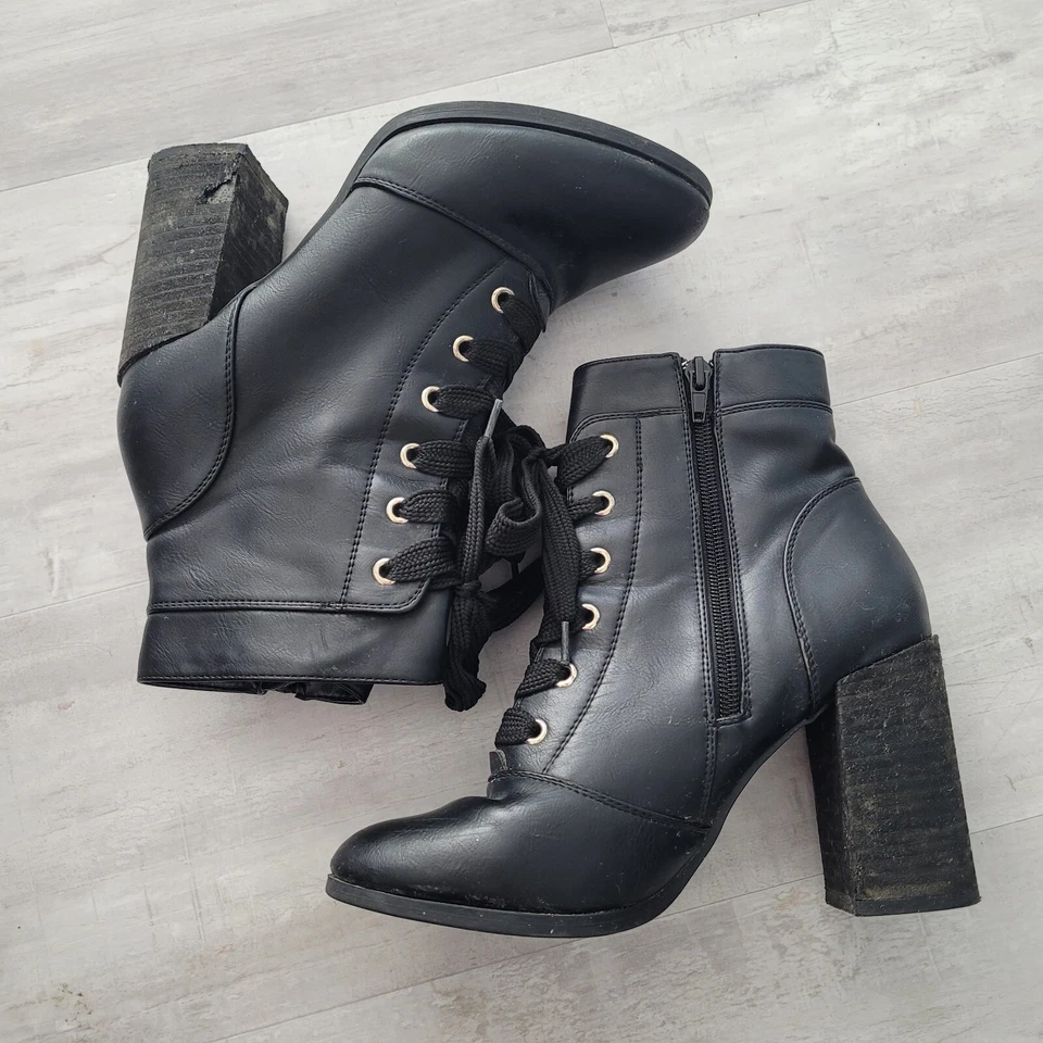 Call It Spring Boots Womens Size 7 Lace Up Victorian Ankle Booties Black - Image 2 of 4