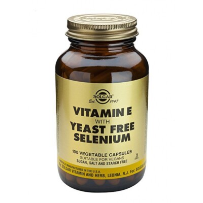 Solgar Dry Vitamin E with Yeast-Free Selenium Vegetable Capsules, 100 Count