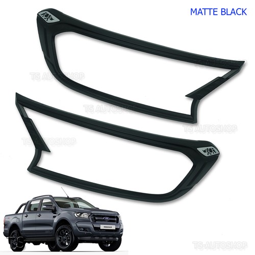 Fitt Black Front Head Lamp Lights Cover Rhino Ford Ranger T6 Px2 Mk2 2015 16 17 - Picture 6 of 10
