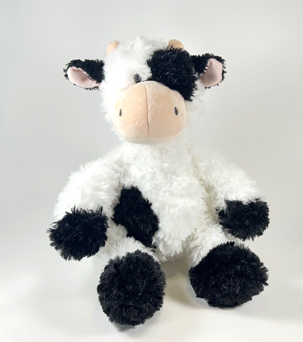 Aurora Cow Plush 11" Black White Spots Fluffy Soft Stuffed Animal Sitting 2022 - Picture 13 of 13