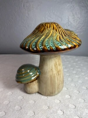 Enchanted Garden® 6" Ceramic Green and Brown Swirl Mushroom Garden Statue - Image 1 of 4