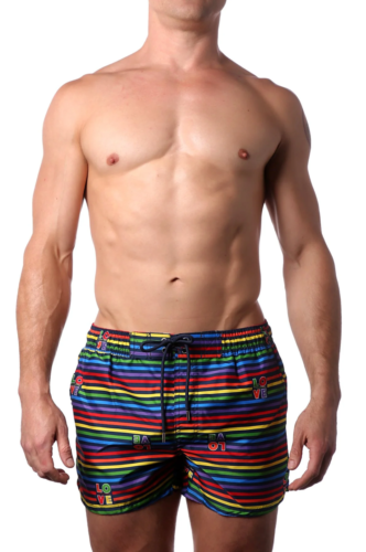 Men's Swimsuit Swim Trunks Large Pride 2(X)Ist Trunks Large Multi-Color NWT O